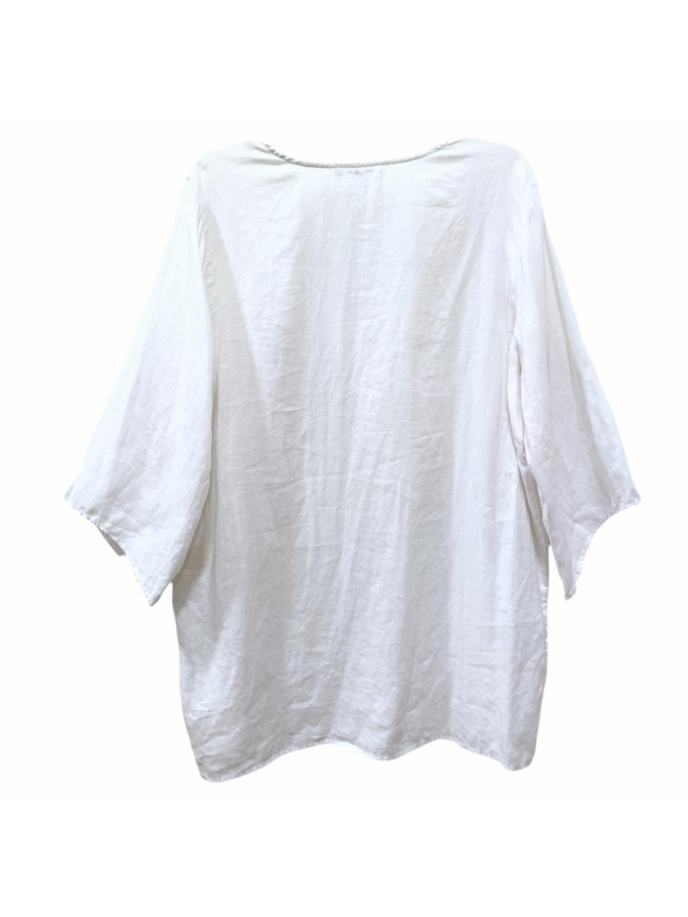 August Silk Womens Size 1X Linen Tunic Top Lace Detail White READ - Picture 3 of 8